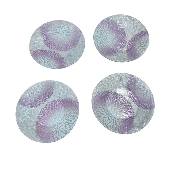 SET OF 8 SYDENSTRICKER CAPE COD PINK & WHITE CHRYSANTHEMUM FUSED GLASS PLATES - Picture 9 of 13